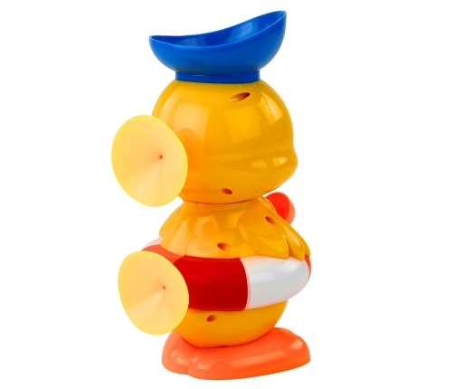 Interactive Bath Toy Duck with Grinder, Suction Cups, and Spoon