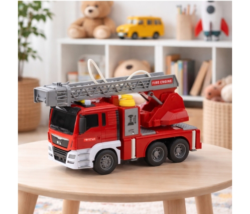 Fire Truck with Boom Fire Department Drive Water Pouring Lights Sounds