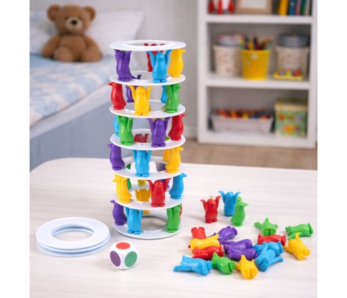 Crazy Penguins on the Tower Family Arcade Game Colorful