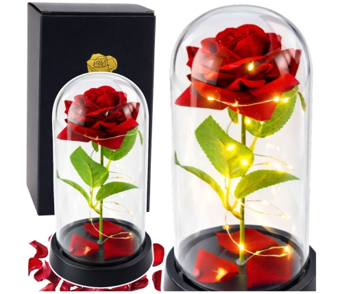 Eternal Rose in Glass Dome LED Lighting Red 21.5 x 11 cm