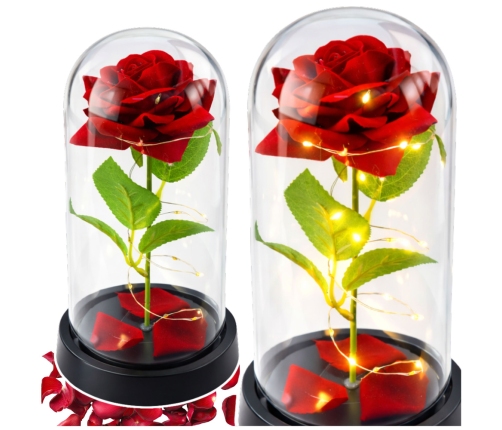Eternal Rose in Glass Dome LED Lighting Red 21.5 x 11 cm