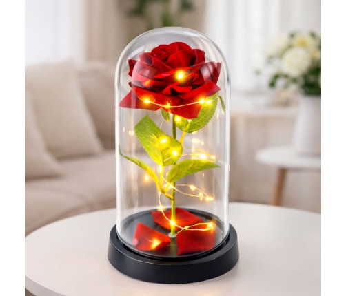 Eternal Rose in Glass Dome LED Lighting Red 21.5 x 11 cm