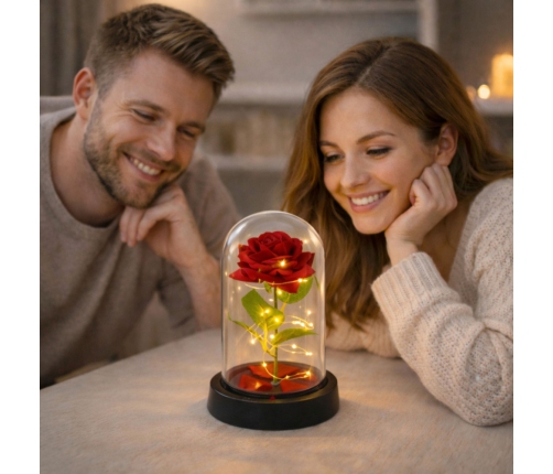 Eternal Rose in Glass Dome LED Lighting Red 21.5 x 11 cm