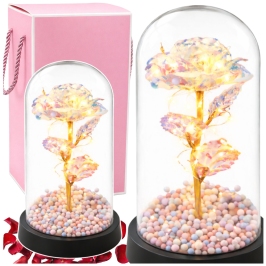 Eternal Rose in a Glass Dome LED Crystal Lighting 21.5 x 11 cm