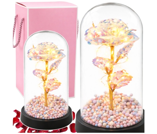 Eternal Rose in a Glass Dome LED Crystal Lighting 21.5 x 11 cm