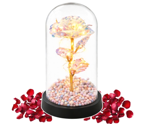 Eternal Rose in a Glass Dome LED Crystal Lighting 21.5 x 11 cm
