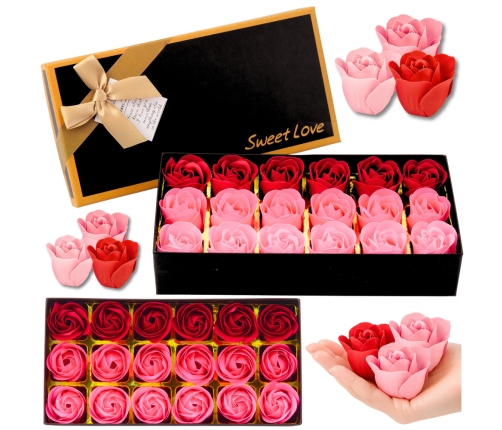 Flower Box Eternal Fragrant Roses Flowers in a Box Pink Red 18 pcs.