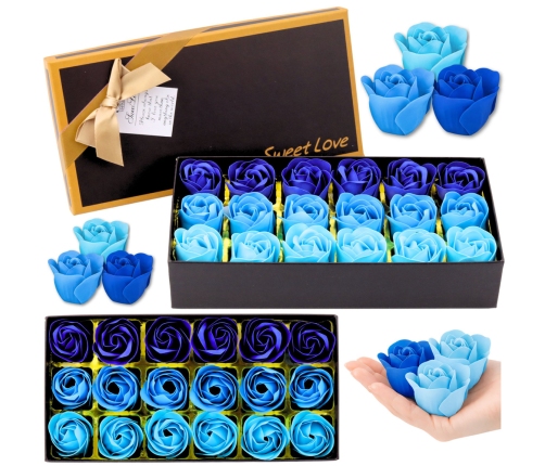 Flower Box Eternal Fragrant Roses Flowers in a Box Blue 18 pcs.