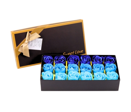 Flower Box Eternal Fragrant Roses Flowers in a Box Blue 18 pcs.