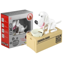 Dog Piggy Bank Robotic Coin Munching Toy Money Box White