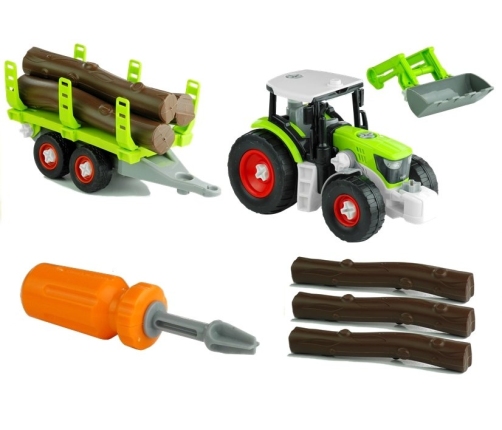 Assembly Tractor with Trailer for Wood Transport Screwdriver