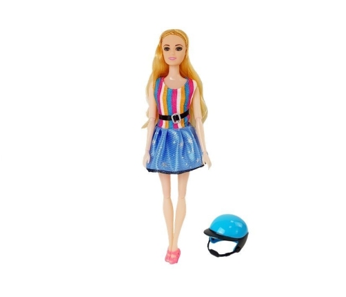 Розовый скутер с куклой, шлемом и аксессуарами