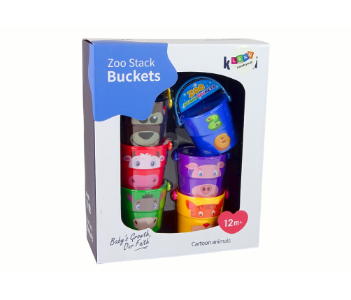 Набор цветных ведер с животными – пирамидка