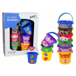 Набор цветных ведер с животными – пирамидка