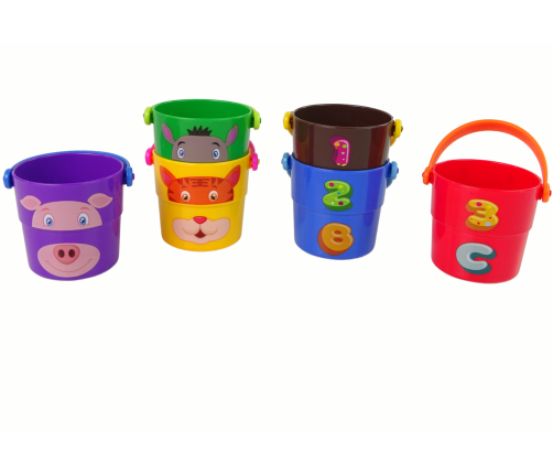 Набор цветных ведер с животными – пирамидка
