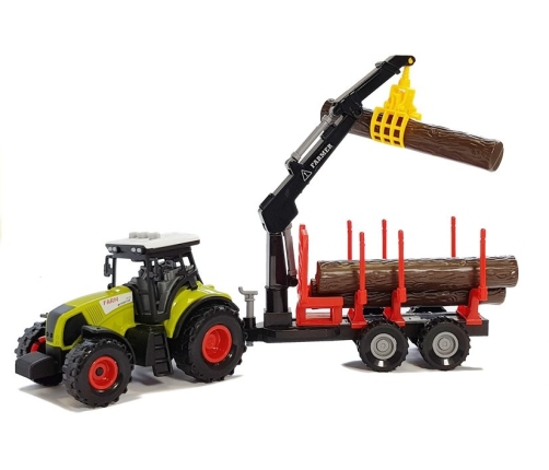 Tractor and forest trailer with wood