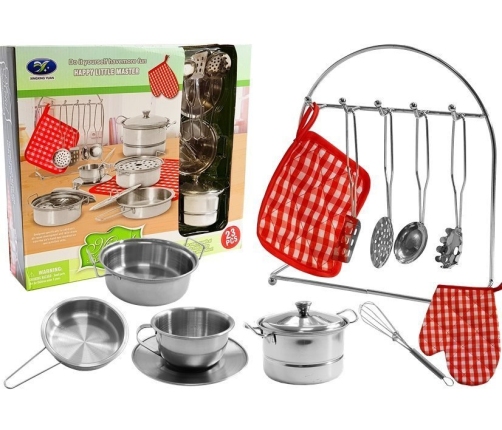 Set of Stainless Steel Pots for Children 23 elements