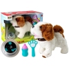 Battery-operated Plush Dog White in Brown Patched Accessories Sound