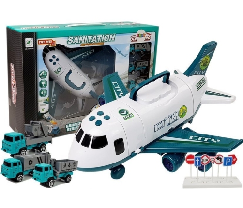 CITY Folding Plane with Cars 1:64 lights and sounds