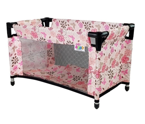 Leļļu gulta Alice Pink in Flowers