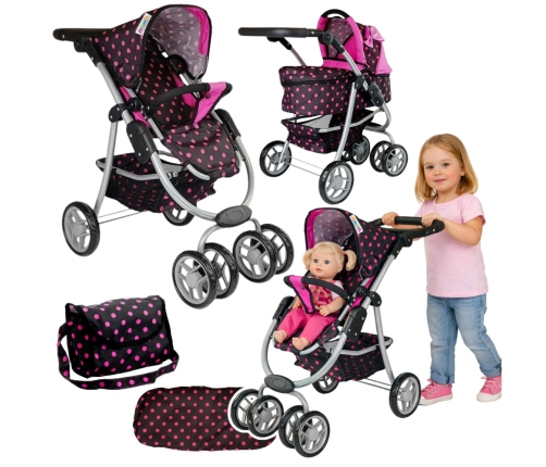 Alice Leļļu rati 2in1 Black/Pink