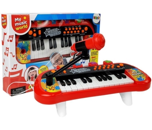Keyboard Piano 24 Keys USB Microphone Red
