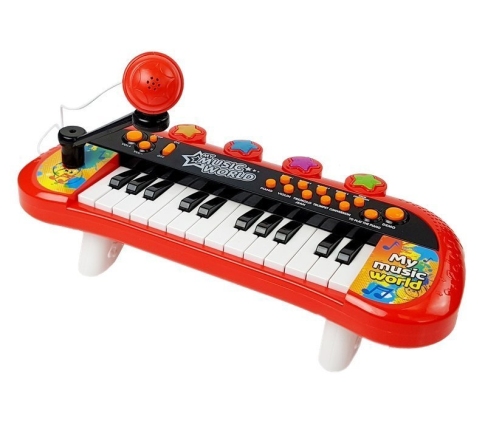 Keyboard Piano 24 Keys USB Microphone Red