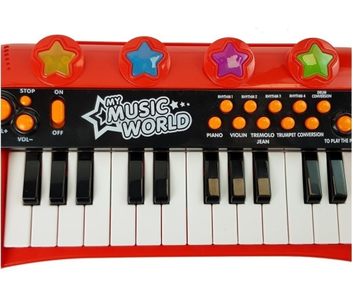 Keyboard Piano 24 Keys USB Microphone Red