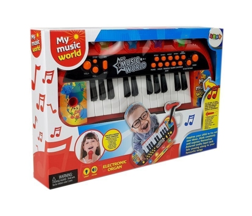 Keyboard Piano 24 Keys USB Microphone Red