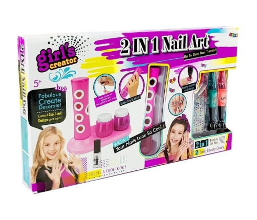 Nail Painting Set Glitter Dispenser Coloured Stickers