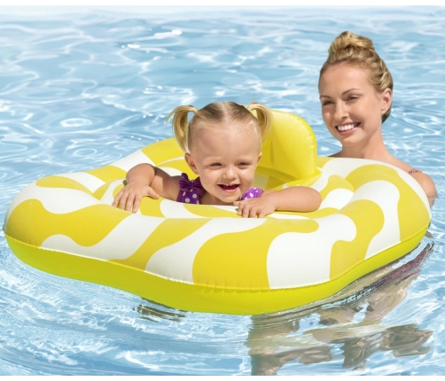 Bestway 32298 Siedzisko do nauki pływania Kwadrat Swim Safer Comfort Plush Zółte fale 76cm x 76cm