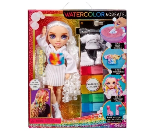 MGA 507581  Rainbow High Watercolor And Create Lalka Do Malowania Z Fioletowymi Oczami