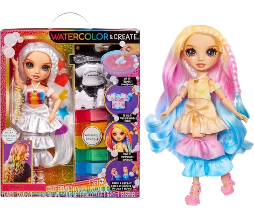 MGA 507598 Rainbow High Watercolor And Create Lalka Do Malowania Z Brązowymi Oczami