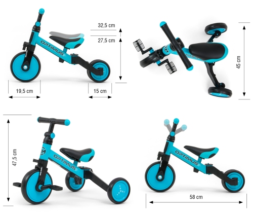 Balansa ritenis Milly Mally OPTIMUS Blue 3in1