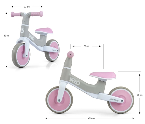 Balansa ritenis Milly Mally Velo Pink