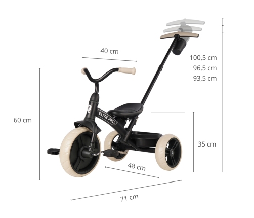 Bērnu trīsritenis Qplay Elite Pro Black