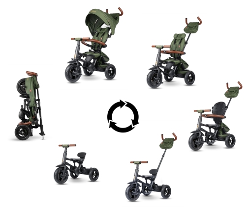 Bērnu trīsritenis Qplay Rito Deluxe Rubber Olive