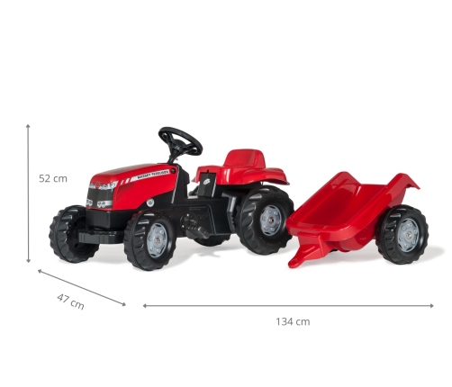 Rolly Toys 012305 Traktor Rolly-Kid Massey Ferguson z przyczepą