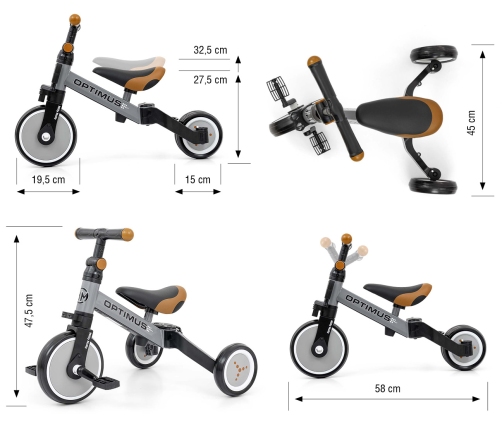 Rowerek 3w1 Optimus Grey