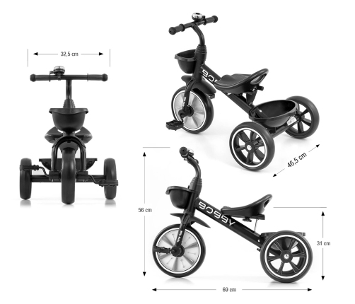 Bērnu trīsritenis Milly Mally Bobby Black