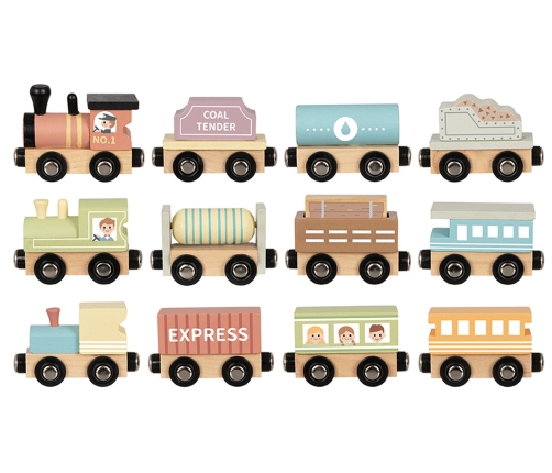 Tooky Toy TH647N Zestaw małej kolei drewnianej