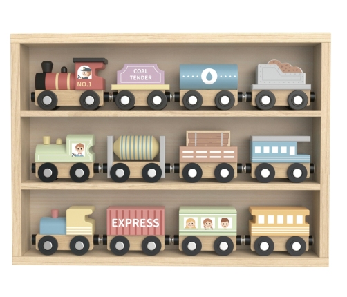 Tooky Toy TH647N Zestaw małej kolei drewnianej