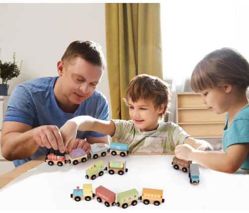 Tooky Toy TH647N Zestaw małej kolei drewnianej