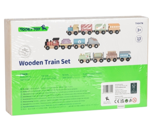 Tooky Toy TH647N Zestaw małej kolei drewnianej