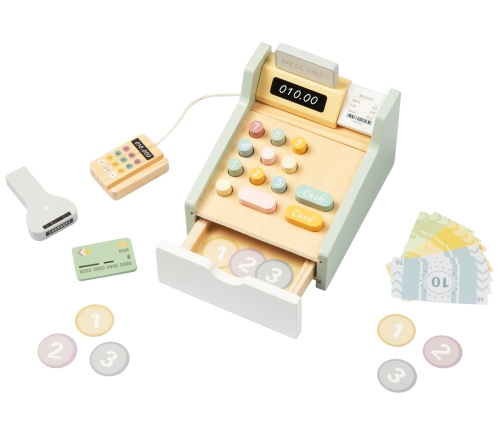 Tooky Toy TP543 Drewniana kasa sklepowa