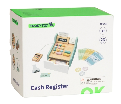 Tooky Toy TP543 Drewniana kasa sklepowa