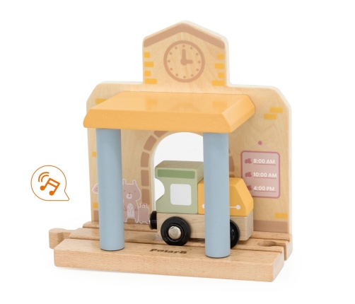 Viga 44257N PolarB Drewniana kolejka z torami i stacją