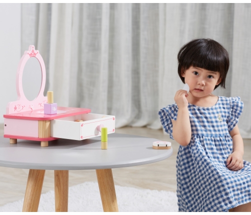 Viga 44571 Drewniana toaletka z lustrem i akcesoriami