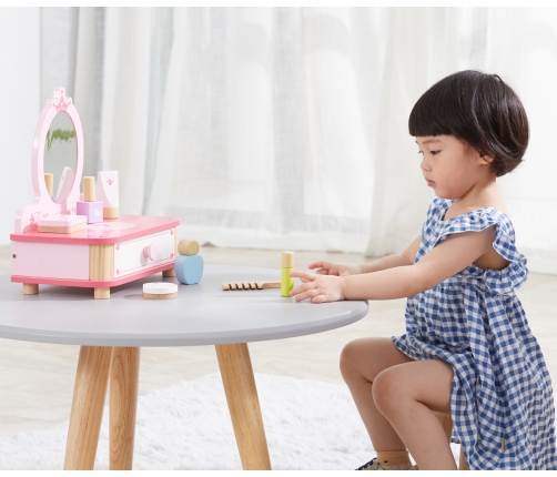 Viga 44571 Drewniana toaletka z lustrem i akcesoriami