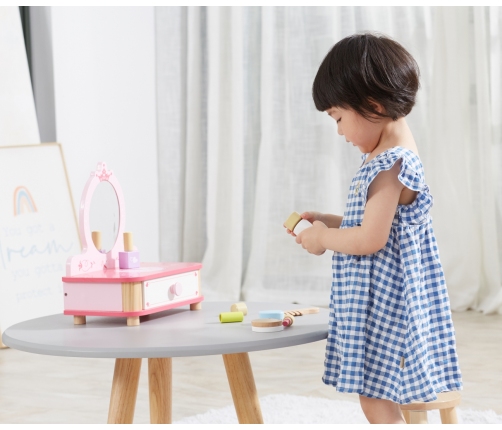 Viga 44571 Drewniana toaletka z lustrem i akcesoriami